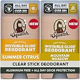 Dr. Squatch Invisible Glide Natural Men’s Deodorant – Smooth Glide, No Stains – Aluminum Free Deodorant Men – Safe for Sensitive Skin – Summer Citrus + Mountain Meadow, 2.65oz (2-Pack)