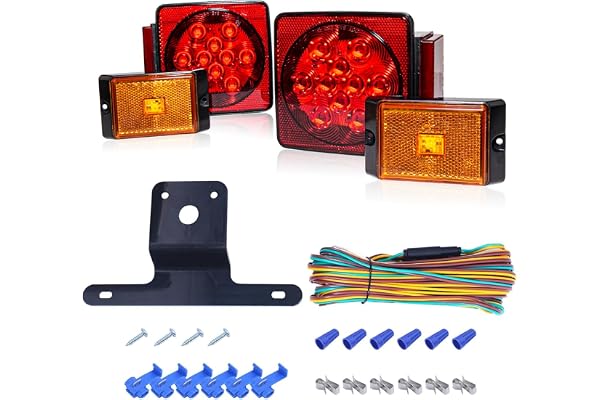 MAXXHAUL 70205 Trailer Light Kit - 12V All LED, Left and Right Waterproof Submersible for Trailers, Boat Trailer Truck Marine Camper RV Snowmobile, Red