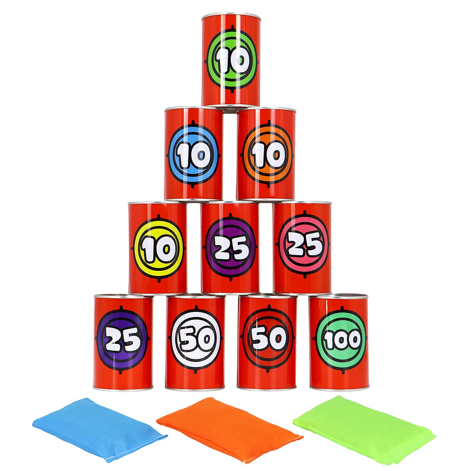 JOYIN 13 Pcs Carnival Party Bean Bag Toss Game, Sturdy Knockdown Can, Birthday Easter Party, Family, Best Outdoor and Indoor Games, Easter Egg Hunt for Classroom Gifts (Number Style)
