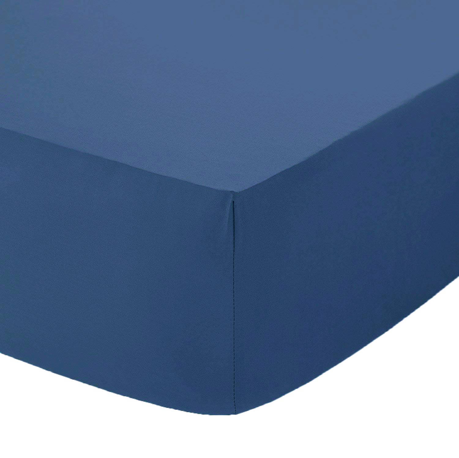British Home Bedding Percale Extra Deep 16inch/40CM Fitted Sheet - Easycare Non iron and Anti Wrinkle Easy Iron Deep Fitted Sheet (Mid Blue, Single)
