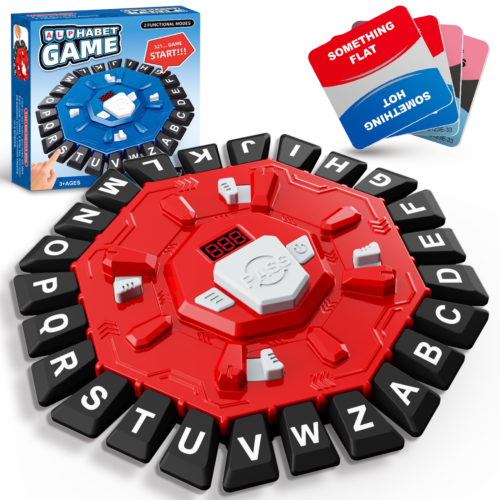 Resflycheng Word Game Family Board Game with Digital Display Timer and 2 Categories Modes Fun Fast-Paced 24-Letter Game for Learning Party Interactive (Red)