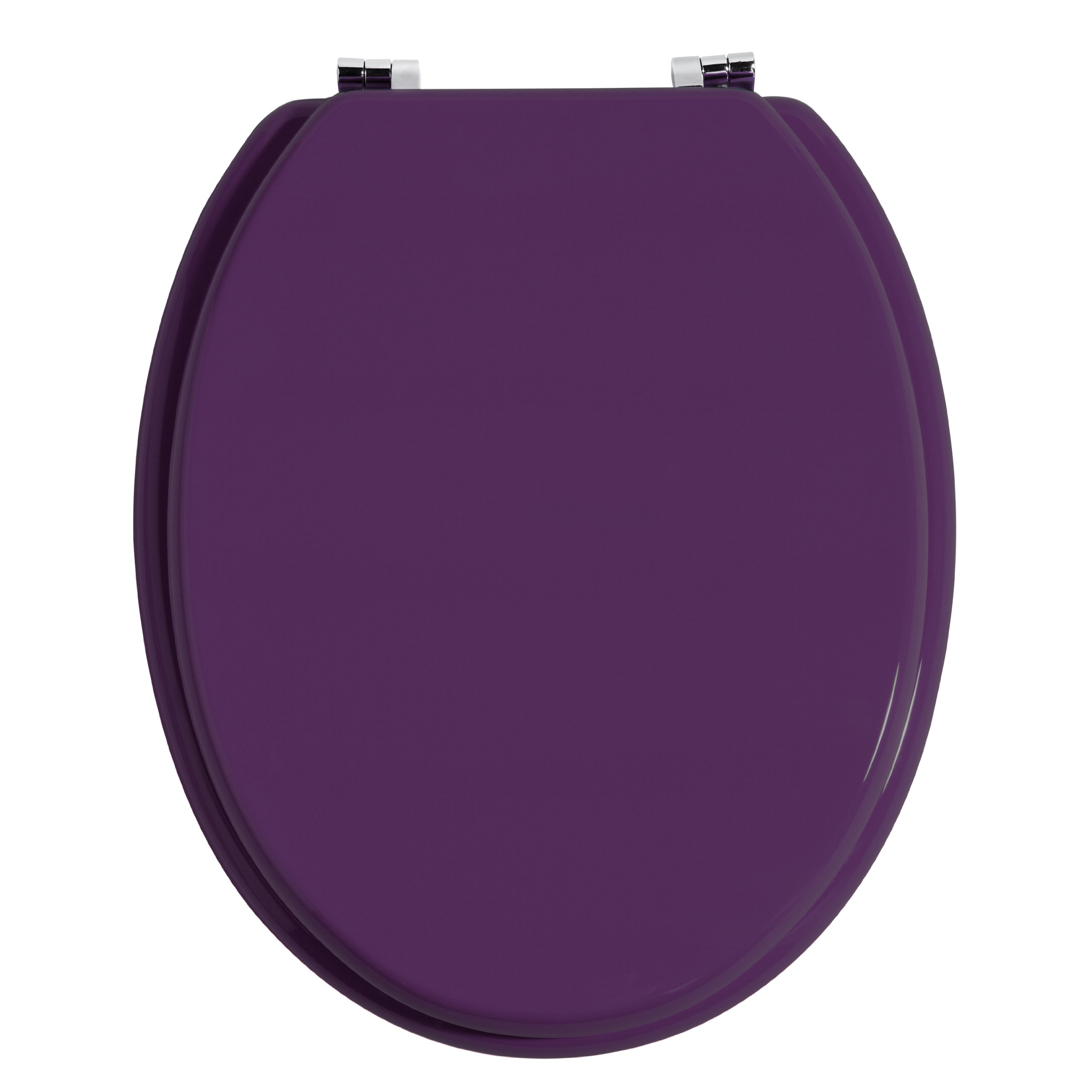 Premier Housewares Toilet Seat / Wooden Toilet Seat / Replacement Toilet Seat / Zinc Alloy Fittings - Purple โ image 1