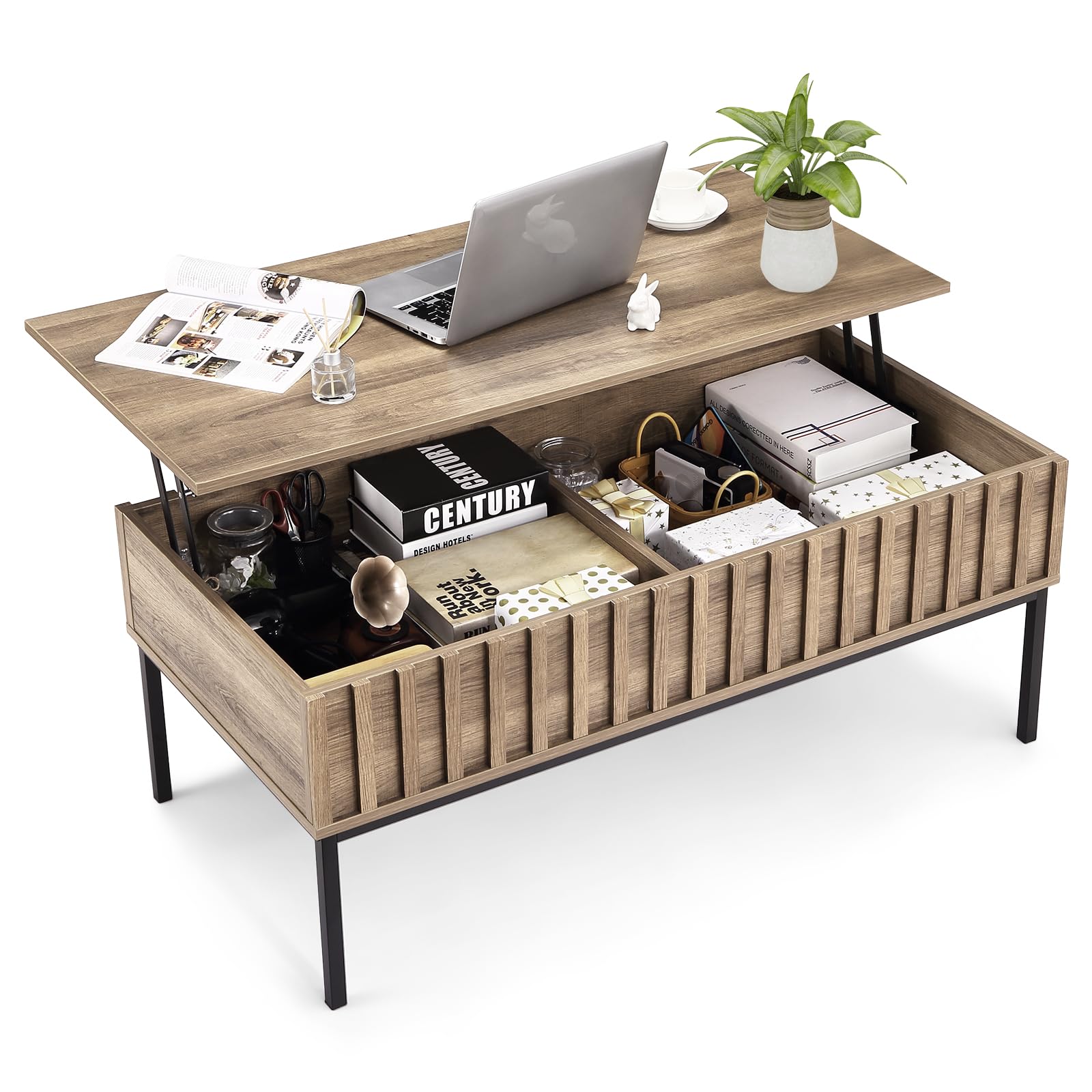 Photo 1 of *FOR PARTS ONLY* MilleLoom Coffee Table, 43" Lift Top Coffee Table with 2 Hidden Storage Compartment, Wooden Center Table with Soft Close Lift Tabletop, Farmhouse Coffee Table for Living Room