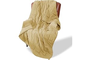 ALOMIDDS Weighted Blanket Queen Size 15lbs 60x80 inches, Breathable Microfiber Material Heavy Blanket with Glass Beads，Great for Calming and Relax, Fluffy Soft Weighted Blankets，Khaki