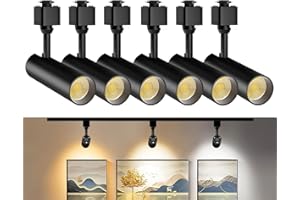 OTeedo 6 Pack 10W Track Lighting Heads,LED Dimmable H Type Track Light fixtures 3 Color Adjustable 3000K-4500K-6000K Ceiling Spotlight Flicker Free 24° Angle for Kitchen Lighting CRI90+ 1000lm Black