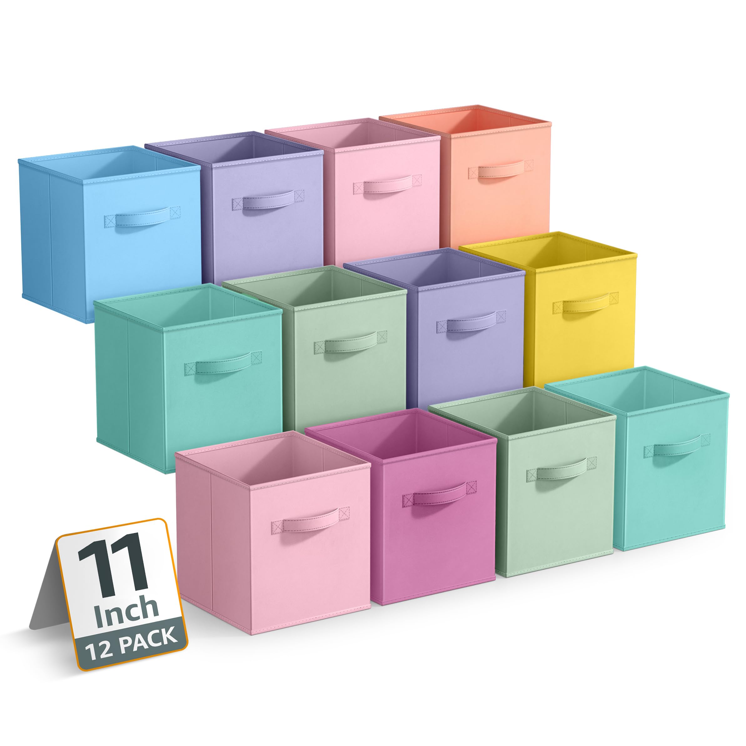 Photo 1 of Sorbus 11 Inch Storage Bins - Sturdy Collapsible Fabric Storage Cubes with Handle - 12 Foldable Baskets for Organizing Clothes, Toys, Books - Storage Baskets for Shelves, Closets