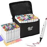 Hyrrt 80 Colors Dual Tips Alcohol Markers, Art Markers Pens with Pen Holder, Permanent Sketch Markers Set for Kids Adults Coloring,Painting, Sketching, Illustrations