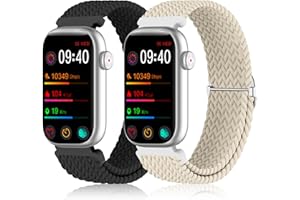 HQzon 2 Pack Stretchy 16mm Braided Nylon Bands Compatible with FITVII HM08/MorePro HM08/Amzhero-Runfit D26/KALINCO Slim Fitness Tracker