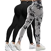 CHRLEISURE Workout Leggings Sets for Women, Gym Scrunch Butt Butt Lifting Seamless Leggings 3 Piece