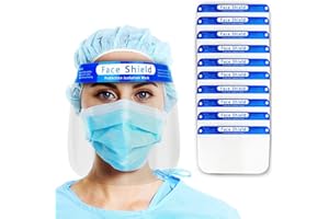 Reusable Face Shield, 12 PCS Plastic Safety Face Shield Adjustable Transparent Full Face Anti-spitting Protective Mask Hat Pr