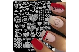 KKUUOO Valentine's Day Nail Art Stamping Plate Kit,Love Heart Butterfly Flower Cat Design Stamp Templates,Love Words Stamp Templates Kit,Valentines Day Romantic Metal Nail Plates for DIY Printing Decor 4Pcs
