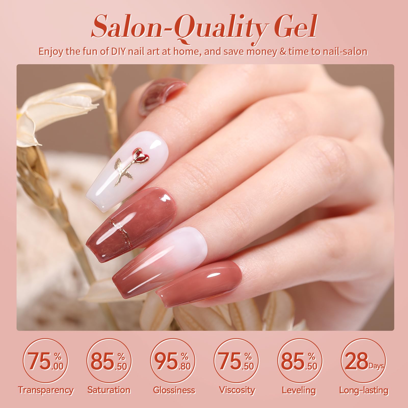Born Pretty Jelly Burgundy Gel Nail Polish Fall Winter Jelly Wine Gel Polish Translucent Gel Polish Brown Purple Red Nude Colors Sheer Gel Polish Set Nail Art Varnish Manicure 6PCS - Image 6