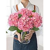 JINWOE Light Pink Faux Hydrangea Flowers for Decoration,4Pcs 20" Real Touch Lifelike Faux Flowers, Full Fake Artificial Hydrangeas with Stems for Bouquet Table Centerpieces Spring Home Decoration