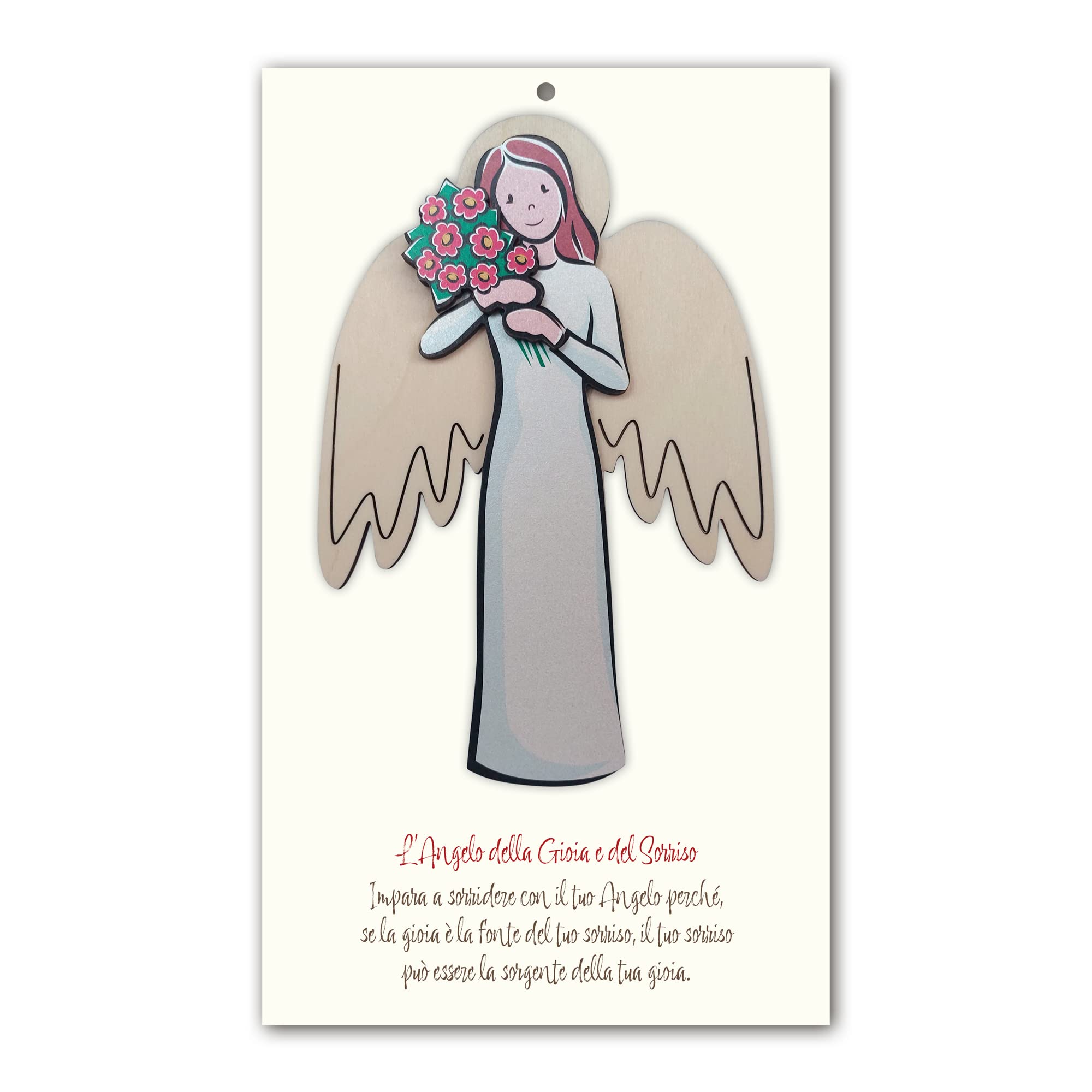 Fratelli Bonella | Poplar Wood Angel - with Hanging Hole - Gift or for a Special Occasion | Made in Italy (Angelo della Gioia)