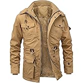 INVACHI Men's Winter Jacket Warm Cotton Military Jackets Fleece Lined Thick Work Cargo Coats with Hooded