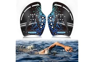 Hikeen Curved Swim Hand Paddles, Swim Training Power Paddles for Lap Swimming with Adjustable Straps, Swimming Hand Paddles f