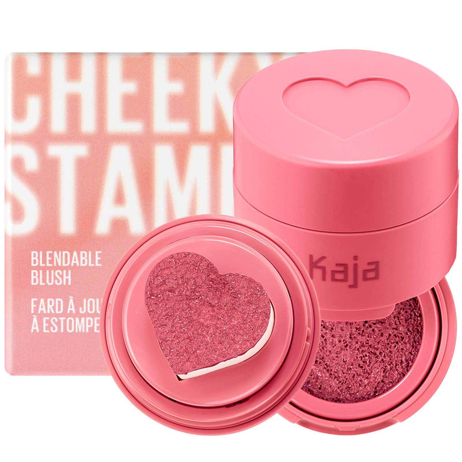 KAJA Blusher - Cheeky Stamp 02 Saucy | Buildable & Blendable Shade with Heart-shaped Applicator, Sunkissed Finish, Travel size, Hygienic, Suitable for Beginners, Portable, Korean Makeup, 0.17 Oz