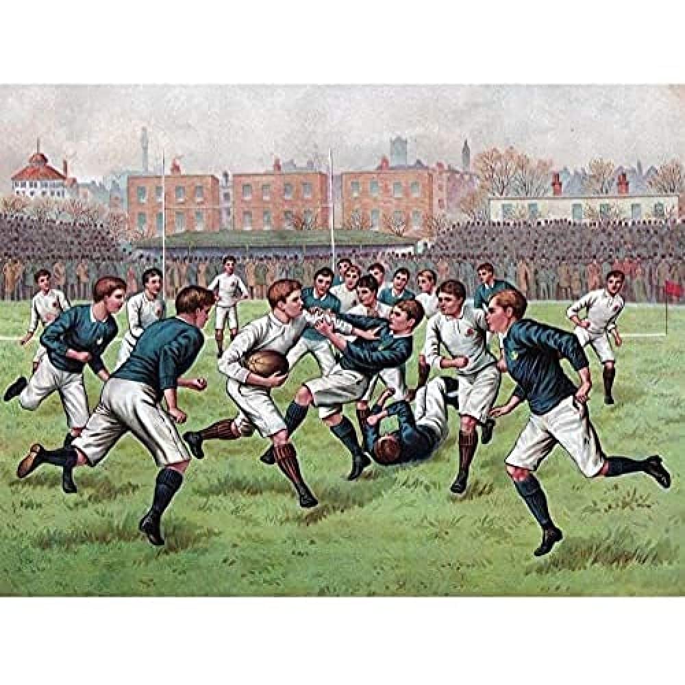 Scotland England 1893 Rugby Football Match Painting Art Print Canvas Premium Wall Decor Poster Mural