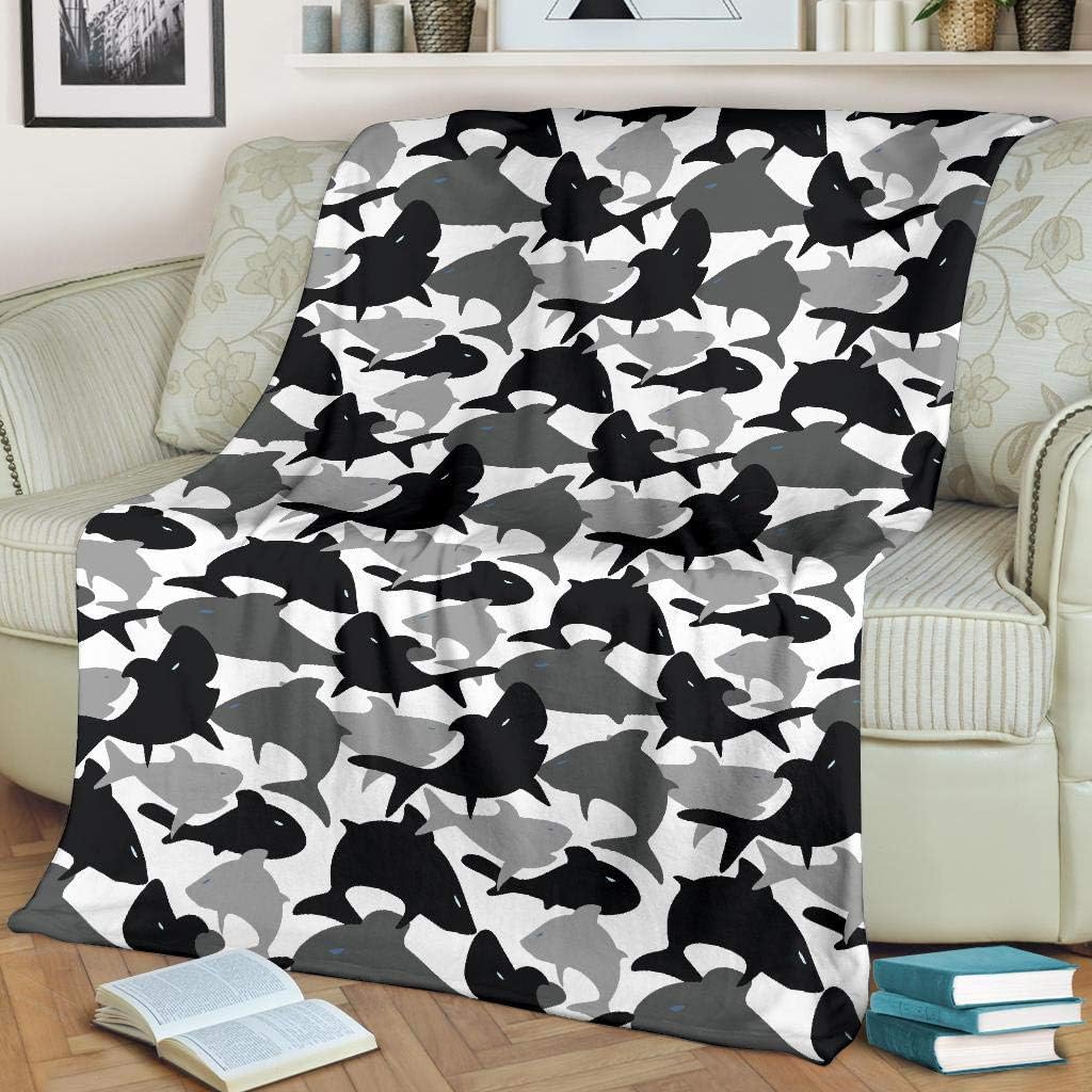The Incredible BTS Black and White Shark Camouflage Fleece Blanket | Throw Blanket | Blanket for Kids Girls Boys Adults | Couch Blanket | Travel Blanket
