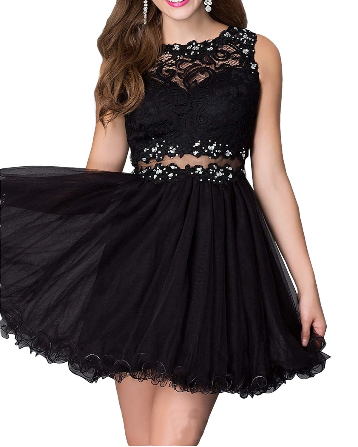 Black Lace Two Piece Dress Saddha