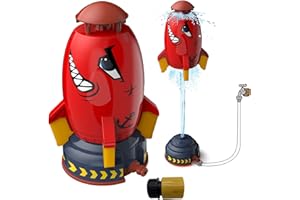 Flexyony Rocket Sprinklers Kids Toys Water Splash Rocket Outdoor Water Play for Kids Rocket Sprinklers Toy Water Blaster Rockets Summer Garden Lawns Water Toys Spray for Kids 3 Years and Up (Red)