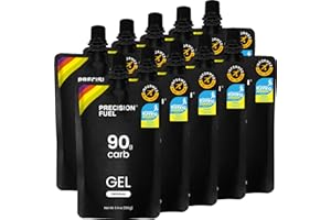 PRECISION HYDRATION Precision Fuel PF90 Energy Gels - Mild Flavour Running Gels for Endurance Athletes, 90g Carbohydrate, Easy-to-Digest, Perfect for Running & Long-Duration Sports, 153g (Pack of 10)