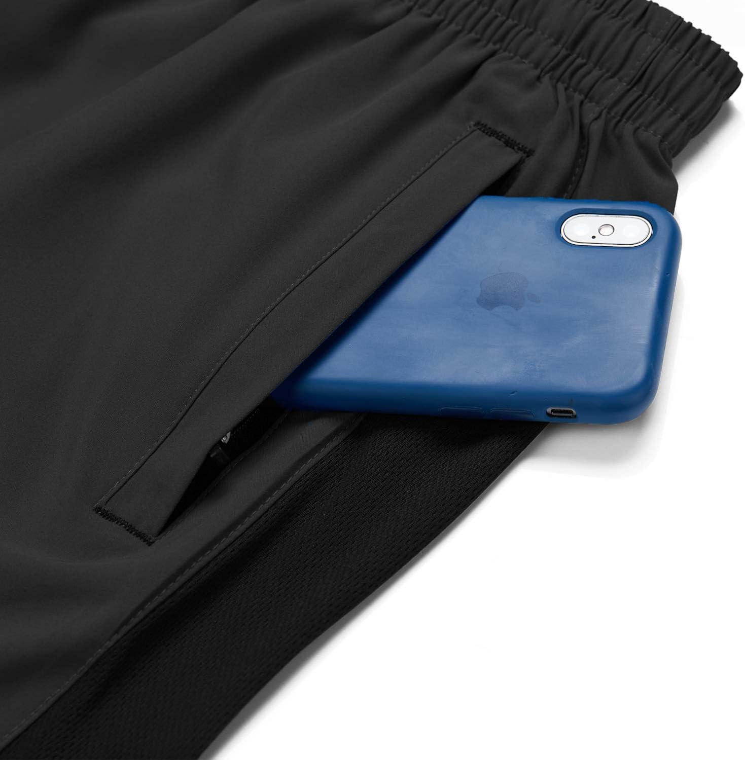 HMIYA Men's Casual Sports Quick Dry Workout Running or Gym Training Short with Zipper Pockets: Clothing
