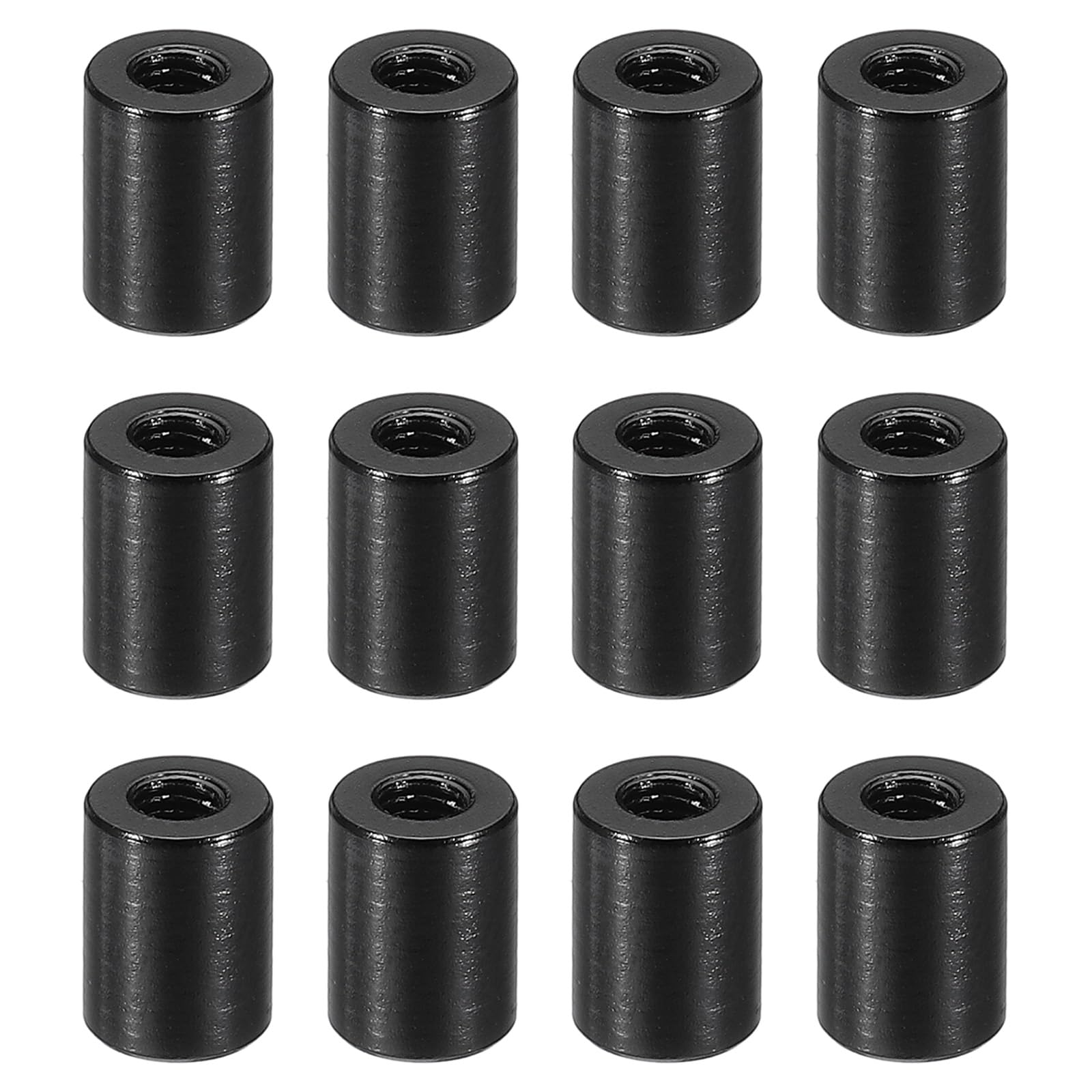PATIKIL 12pcs M3 Metal Threaded Standoff Spacer Nuts, Round Aluminum Spacers Female Coupling Screws, 1/8" ID x 1/4" OD, Black 3x6x8mm