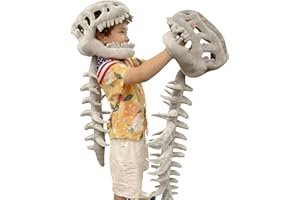 Dinosaur Skeleton Plush Costume, 3D Spinosaurus Outfit with Skull Headpiece, Sound Effects