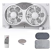 shinic 9" Twin Window Fan Low-Noise Reversible Airflow, 23.5"-37", ETL | Low-noise reversible intake/exhaust. 3 speeds, removable cover &amp; bug screen, ETL certified for bathroom, kitchen, office.