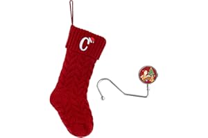 ZGCYSMHT Christmas Stockings Personalized Custom Initials 18 Inches Knitted Christmas Stockings with Letter Fireplace Hanging Monogram Xmas Stockings for Kids,Family Holiday Party Decoration（Red C）