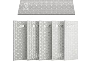 5 PCS Diamond Sharpening Plate Set, Honeycomb Surface, 200/400/600/1000/2000 Grit, Coarse to Extra Fine for Knives Scissors O