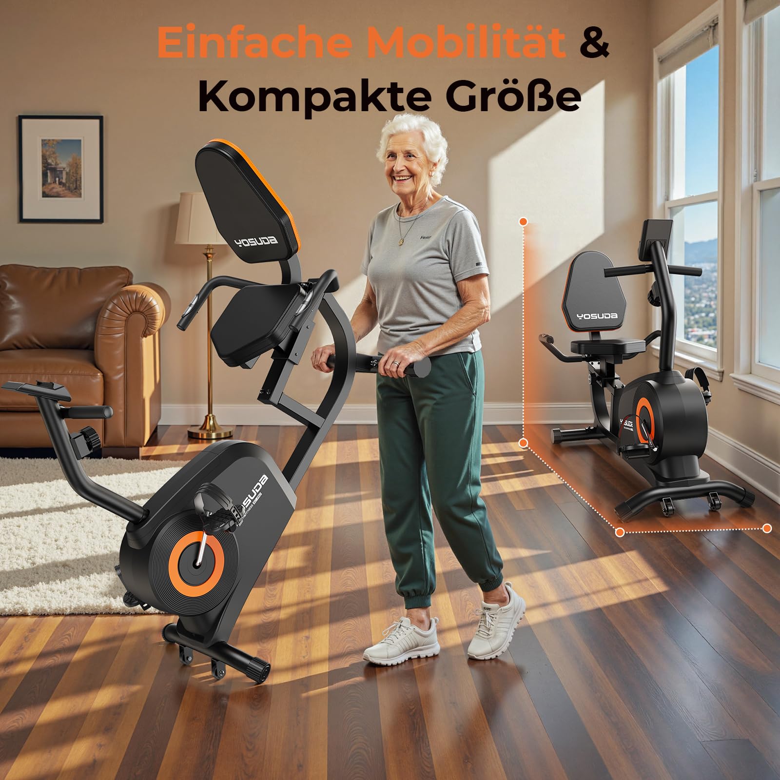 YOSUDA Liegeergometer Testsieger, 16 Widerstufen, Magnetbremse, Leise Liegerad Heimtrainer, verstellbarer Sitz, einfache Montage, LCD-Display und Pulssensoren, 160kg, Heimtrainer Fahrrad für Zuhause 7