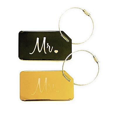 Mr and Mrs Honeymoon Wedding Luggage Tags Set (Black Ghana Ubuy - Main Image
