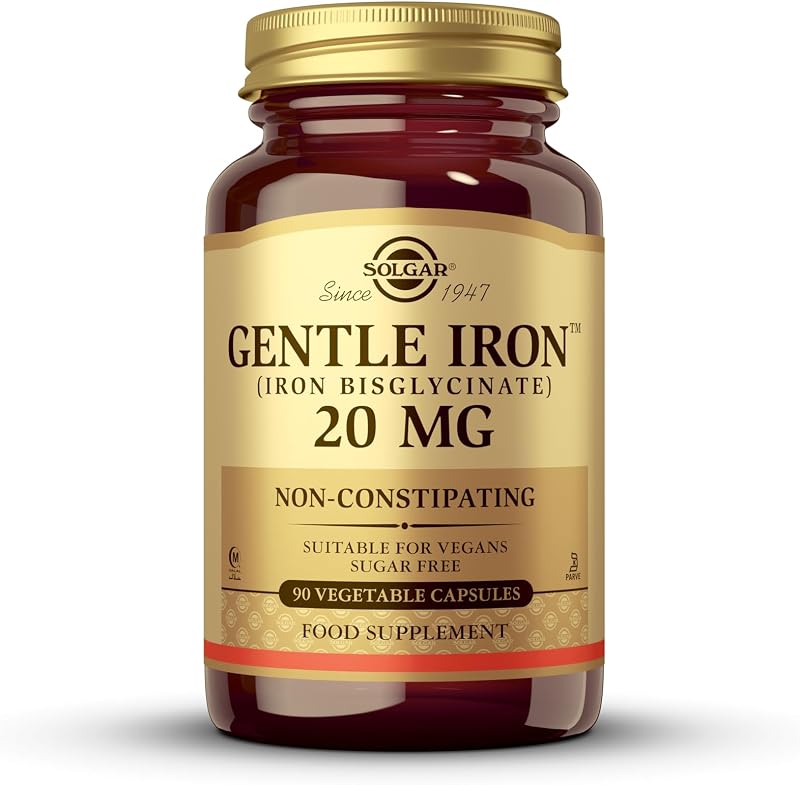 Solgar Gentle Iron 20 mg Vegan Capsules 180 Count - Stomach Friendly