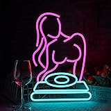 DJ LED Neon Sign,Music Room Wall Art for Bar, Party