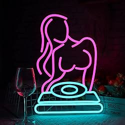 DJ LED Neon Sign,Music Room Wall Art for Bar, Party