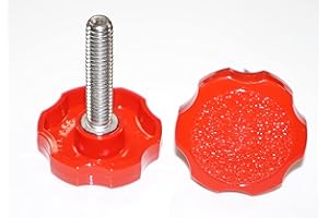 LOCEZY 5/16”-18 x 1-1/2" Thumb Screws Stainless Steel Rosette Clamping Red Knobs Thumbscrews Thumb Screw Standard Coarse Threads (4)
