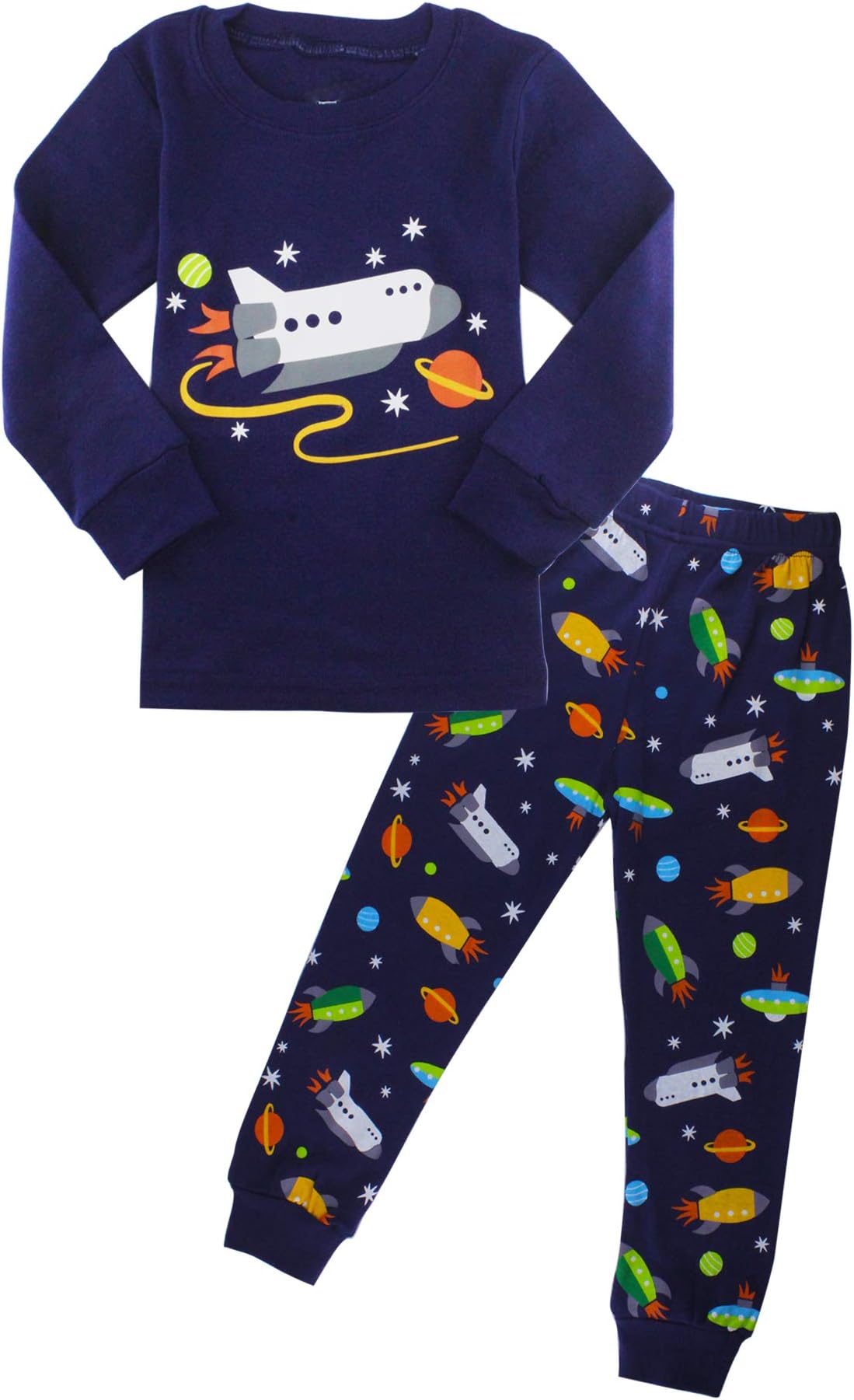 ZFBOZS Boys Pajamas Toddler PJs Sets 100% Cotton Long Sleeve Vehicles Sleepwear Size 3-8 Years