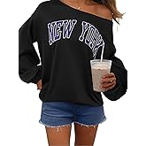 Remidoo Womens Off Shoulder Sweatshirt Drop Shoulder Oversized Long Sleeve Pullover Top