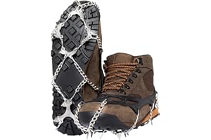 Yatta Life Crampons Ice Cleats Traction Snow Grips for Boots-Stainless Steel Trail Snow 12 Spikes with Attaches Over Ice Clea