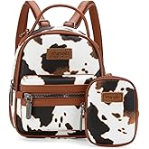 Montana West Wrangler Mini Backpack Cute Cow Print Backpack Purse for Girls and Women, Brown WG133-8600BR