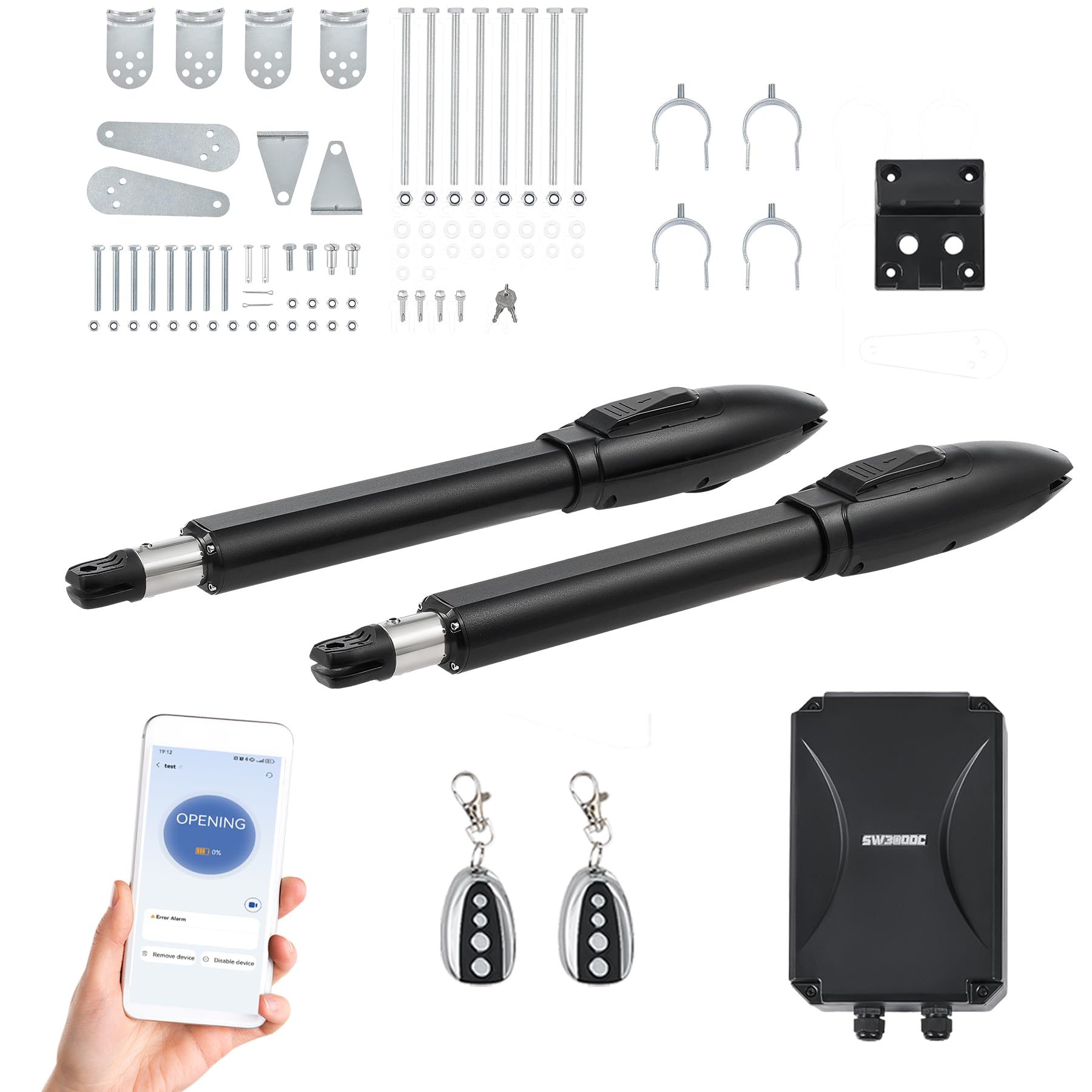 Photo 1 of CO-Z Smart Gate Opener Kit, App Compatible Dual Swing Gate Opener for Doors up to 660lb*2, Electric Gate Opener with Remote Controls & Release Keys, Automatic Gate Opening System for Driveway Home