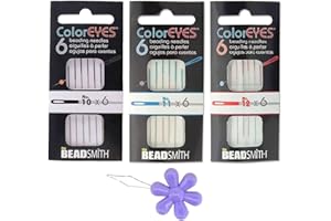 BEADS DIRECT USA Bundle of 3 Packs (18 Needles Total) COLOREYES Beading Needles Size 10, 11 & 12 - one Pack of Each