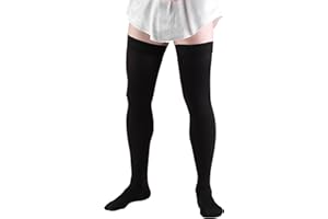 Truform Compression Socks, 20-30 mmHg, Men's Dress Socks, Thigh High Over Knee Length, Black, Large