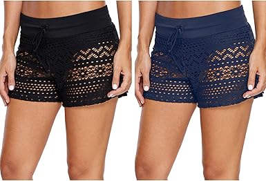 womens lace swim shorts