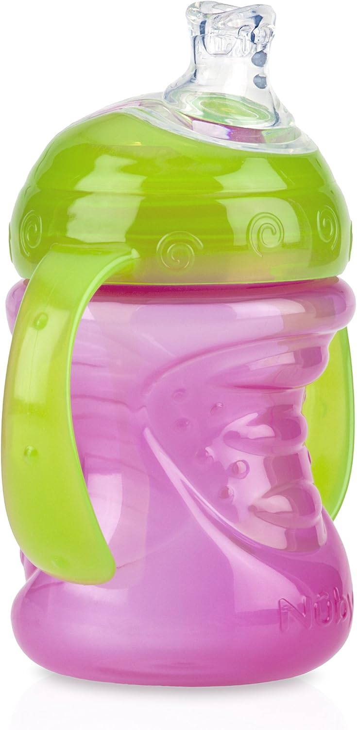 Nuby Two-Handle No-Spill Super Spout Grip N' Sip Cup, 8 Ounce, Single Pack of 1 Cup, Colors May Vary, Green, 1 Pack Assorted - Image 4