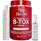 I Belli Capelli Ravenna B-tox Hair Smoothing Treatment with Deep Cleansing Shampoo and Repair Oil – Complete Straightening System for All Hair Types