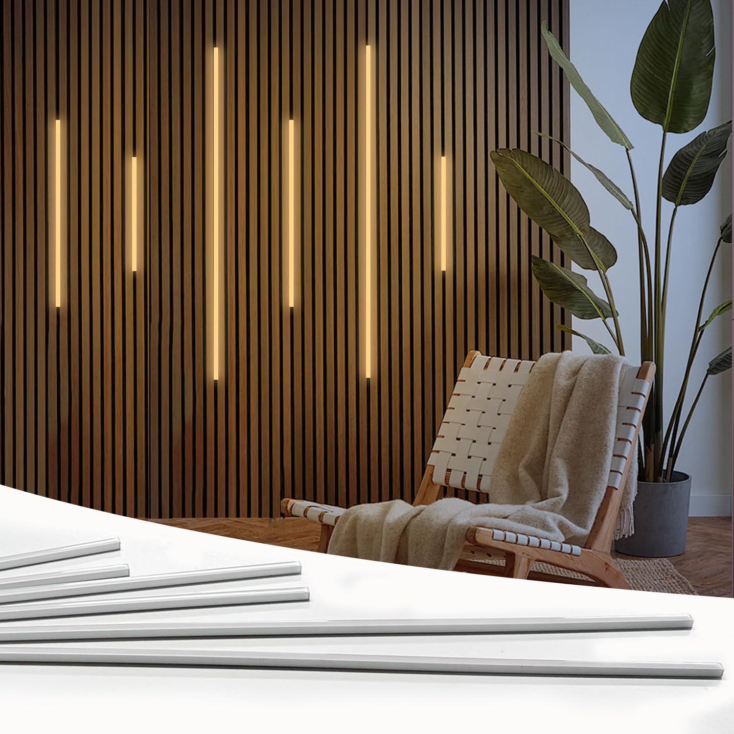 Photo 1 of **MAJOR DAMAGE**
HAMRVL LED Recessed Lighting, Dimmable Self-Adhesive LED Strip Lights for Wood Slat Wall Panels, 6 Pcs Warm White 3000k Touching Wall Panel Lights, Ambient Lighting for Acoustic Panels,Cabinets