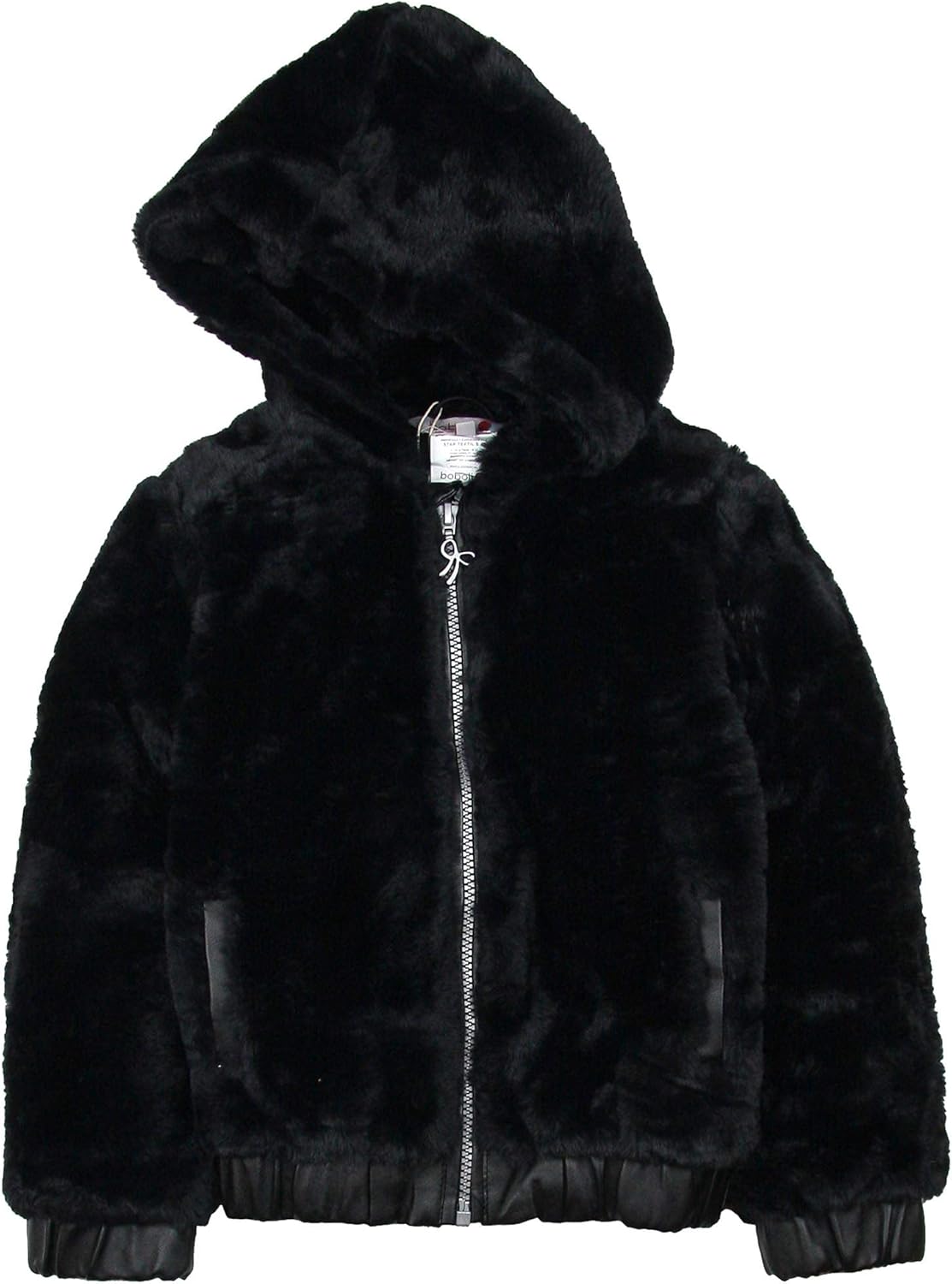 hooded faux fur bomber jacket